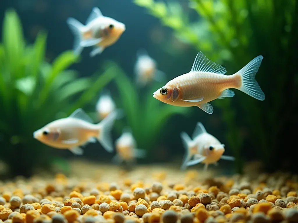 餌を食べないメダカの様子